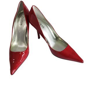 Guess Women's Red Leather Pointed Toe 4" Heels, Size 7 M